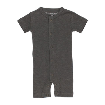 Organic Pointelle S/Sleeve Romper in Feather.