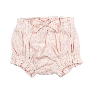 Organic Pointelle Ruffle Bloomer in Cotton Candy.