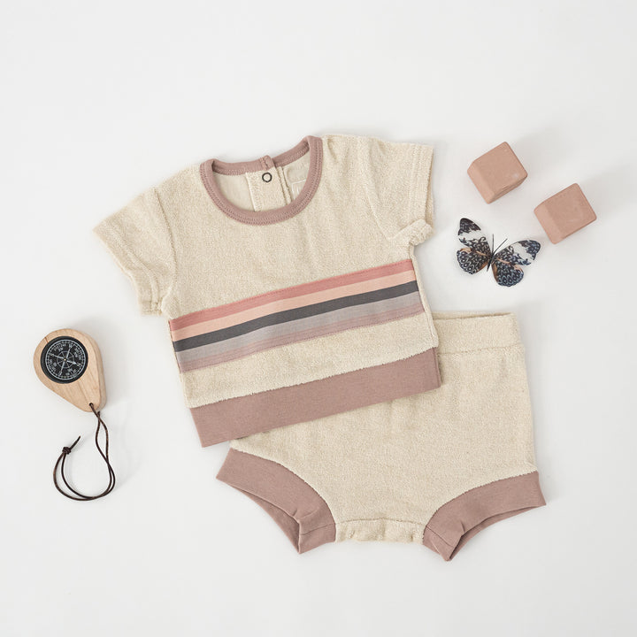 Pinks | Organic Terry Cloth Tee & Shortie Set