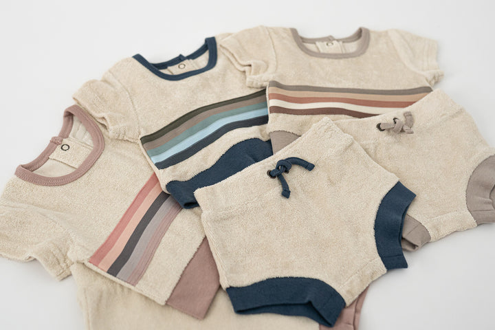 Pinks | Organic Terry Cloth Tee & Shortie Set