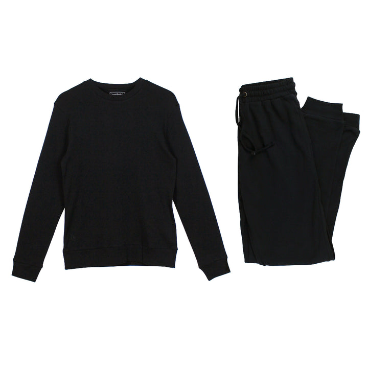 Black | Women's Organic Comfy Crew & Jogger Set