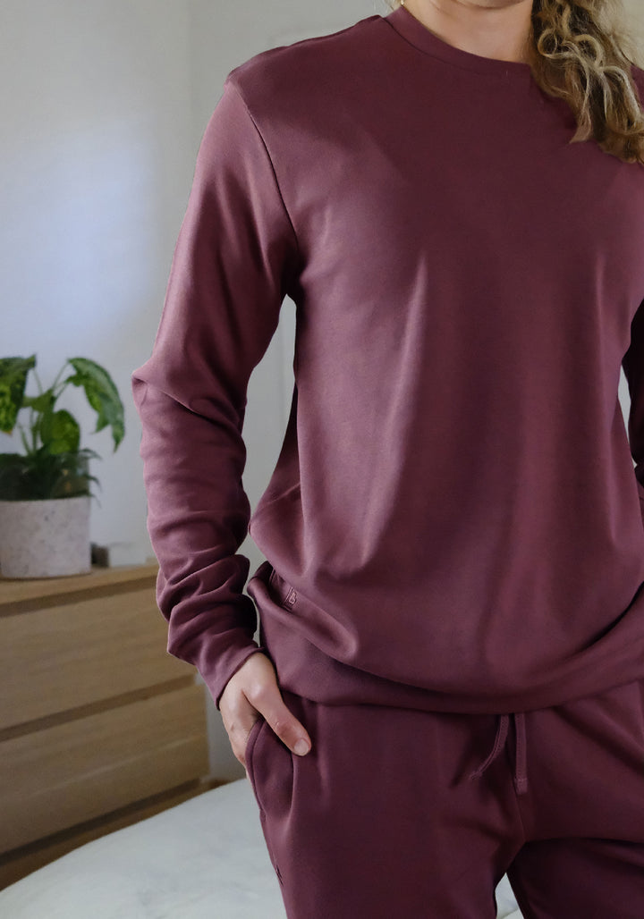 Plum | Women's Organic Comfy Crew & Jogger Set