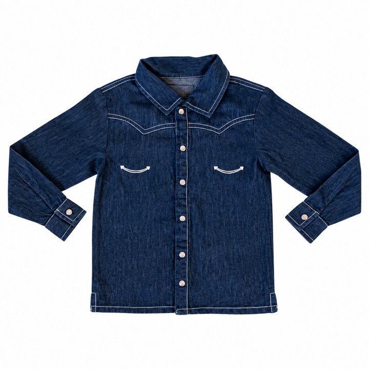 True Blue | Kids' Western Denim Long-Sleeve Button-Up