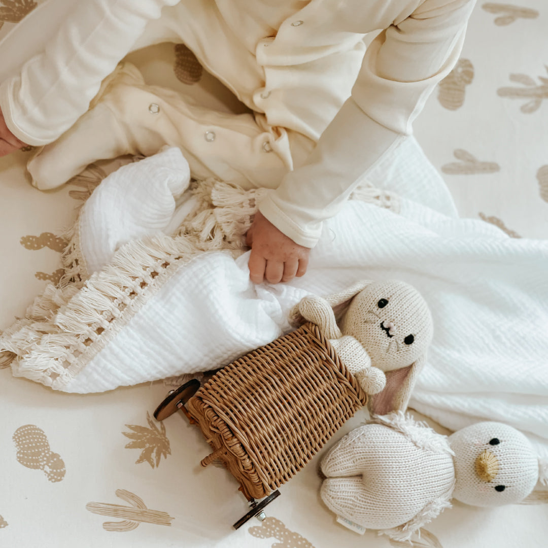 Clover & Sage Organic Muslin Baby Toddler Blanket - 100% Hypoallergenic Cotton Bed Blankets - Blue Forest