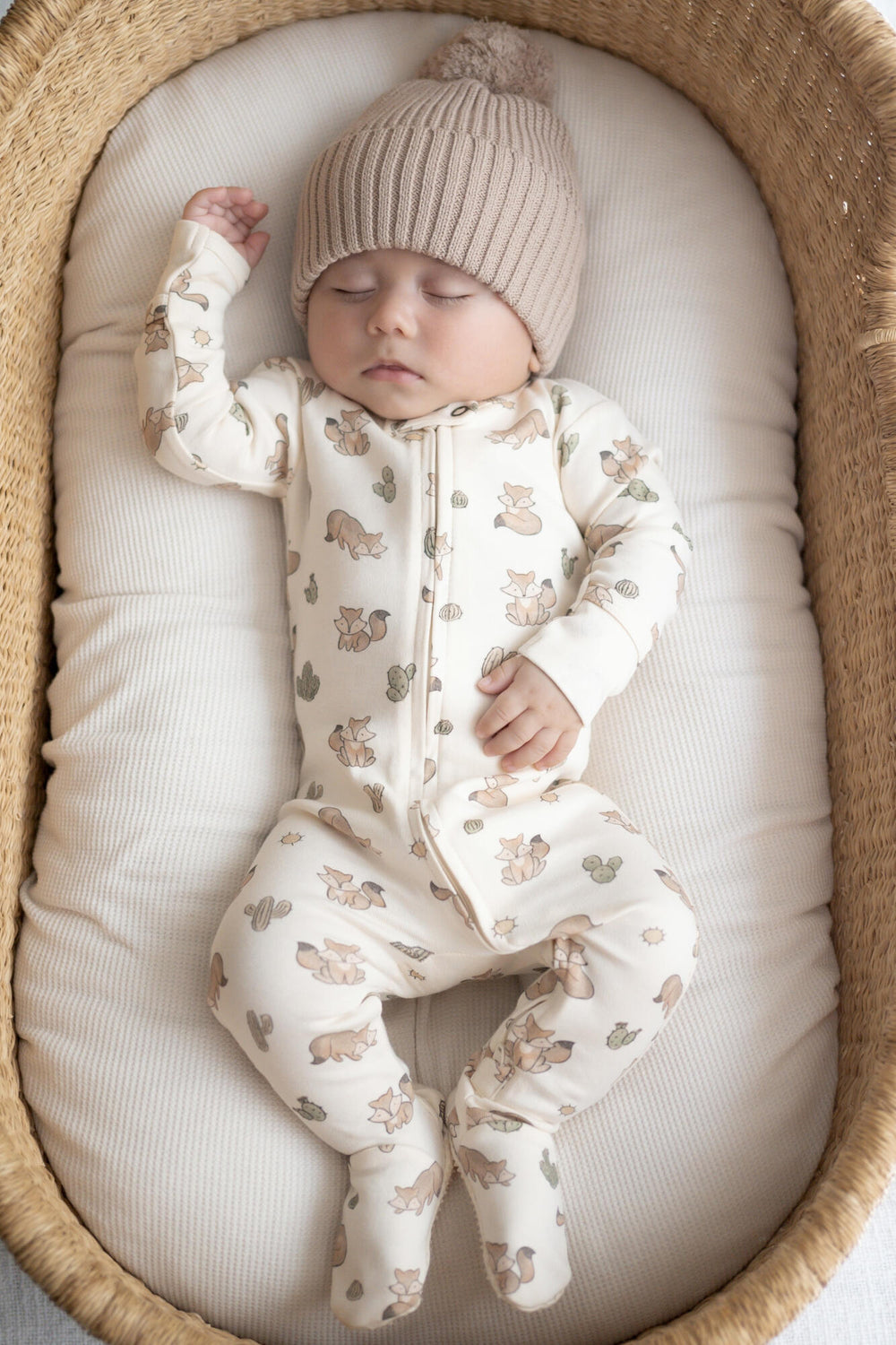 Organic 2-Way Zipper Footie in Little Fox