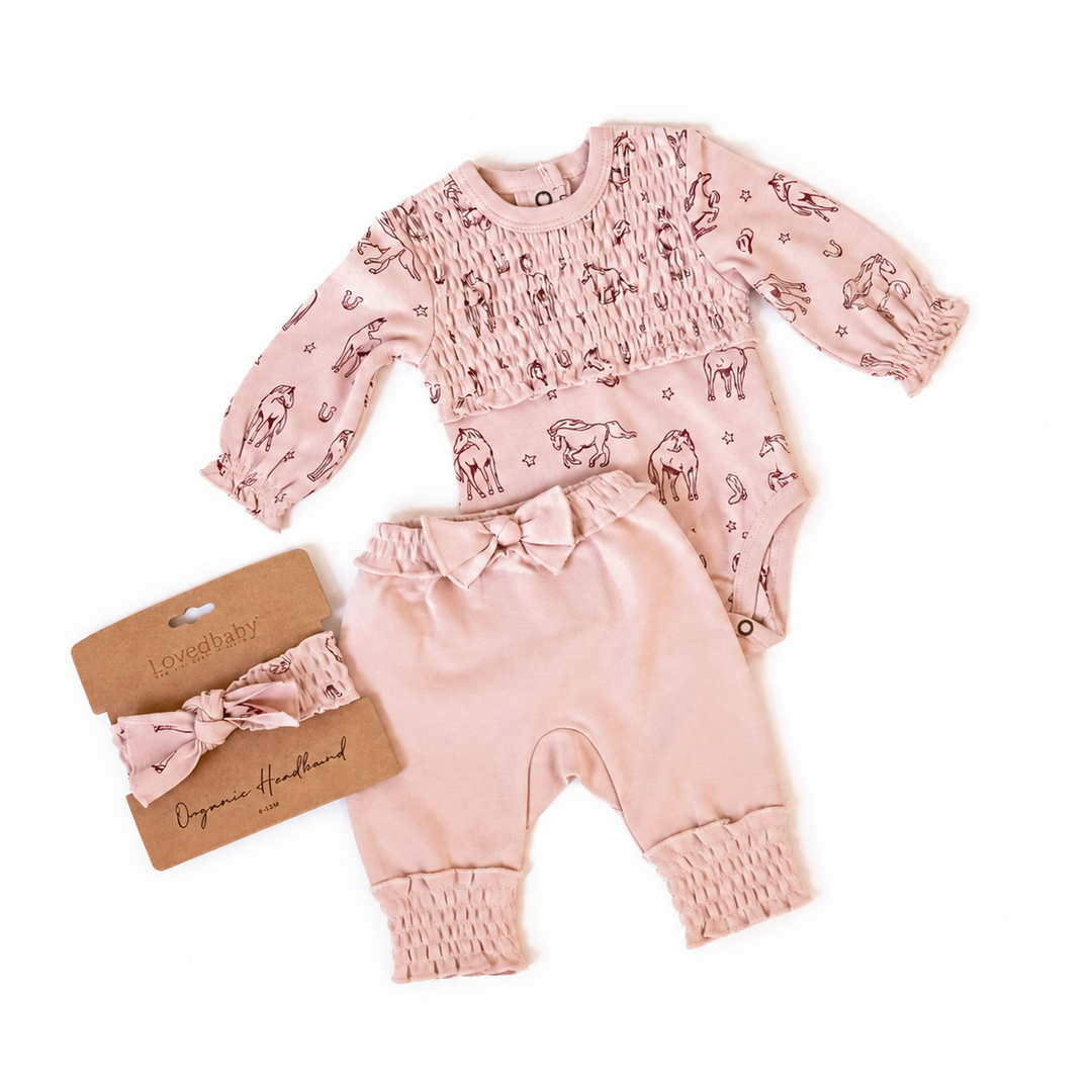 Rodeo Rose | Organic Smocked Chest Bodysuit