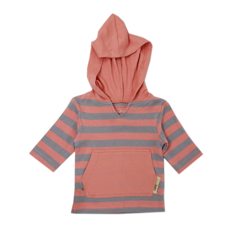 Coral Light Stripe Organic Hoodie