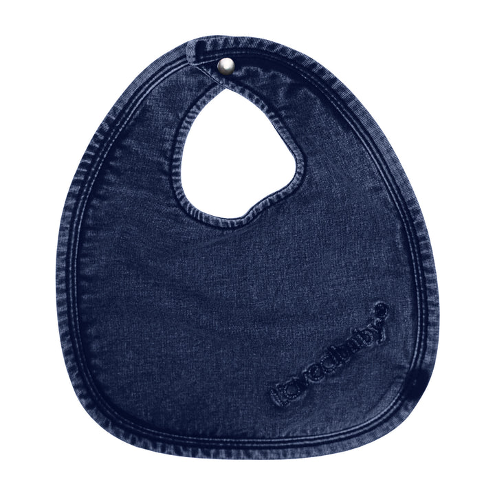 Faux Denim Bib in Navy, a dark blue color.