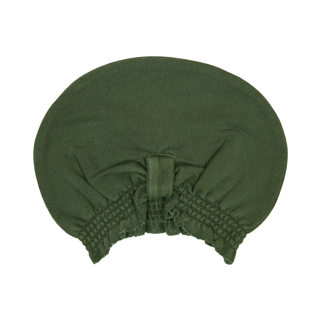 French Terry Knotted Turban in Forest, a deep green color.