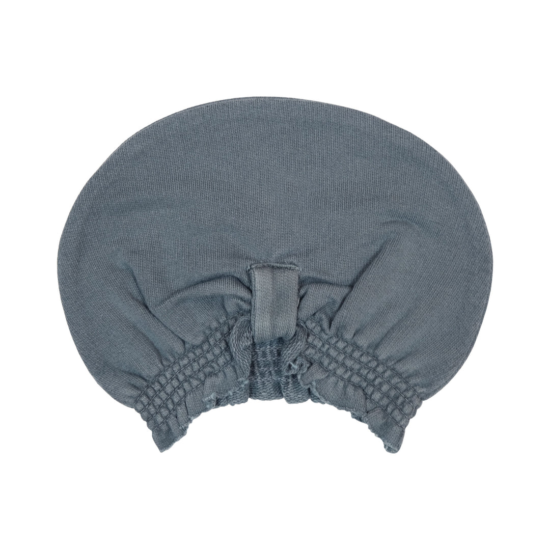 French Terry Knotted Turban in Moonstone, a gray blue color.