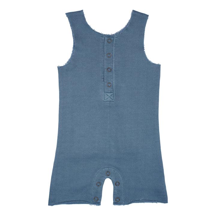 French Terry 2-Sided Romper in Sky.