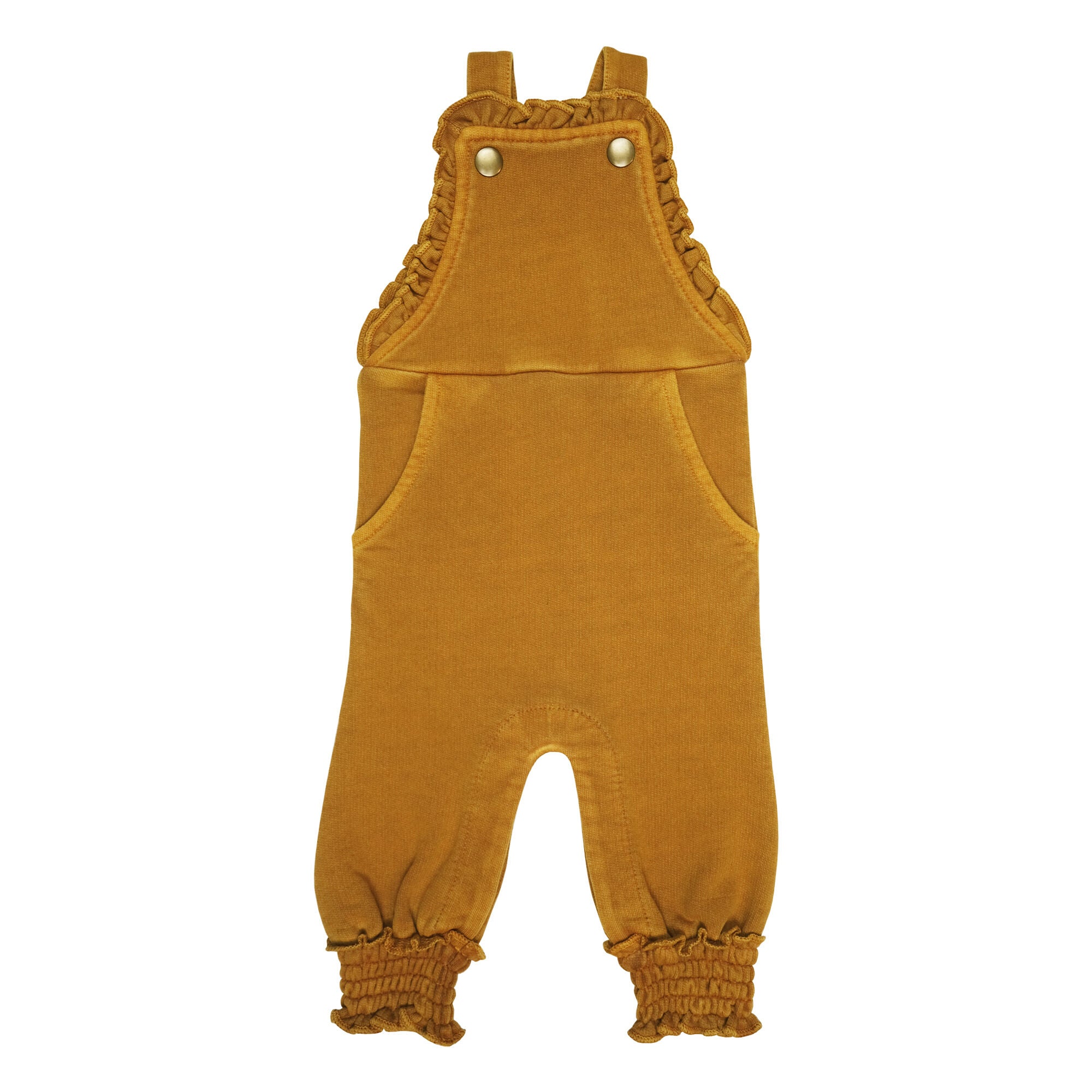 Organic French Terry Ruffle Overall in Butterscotch – L'ovedbaby