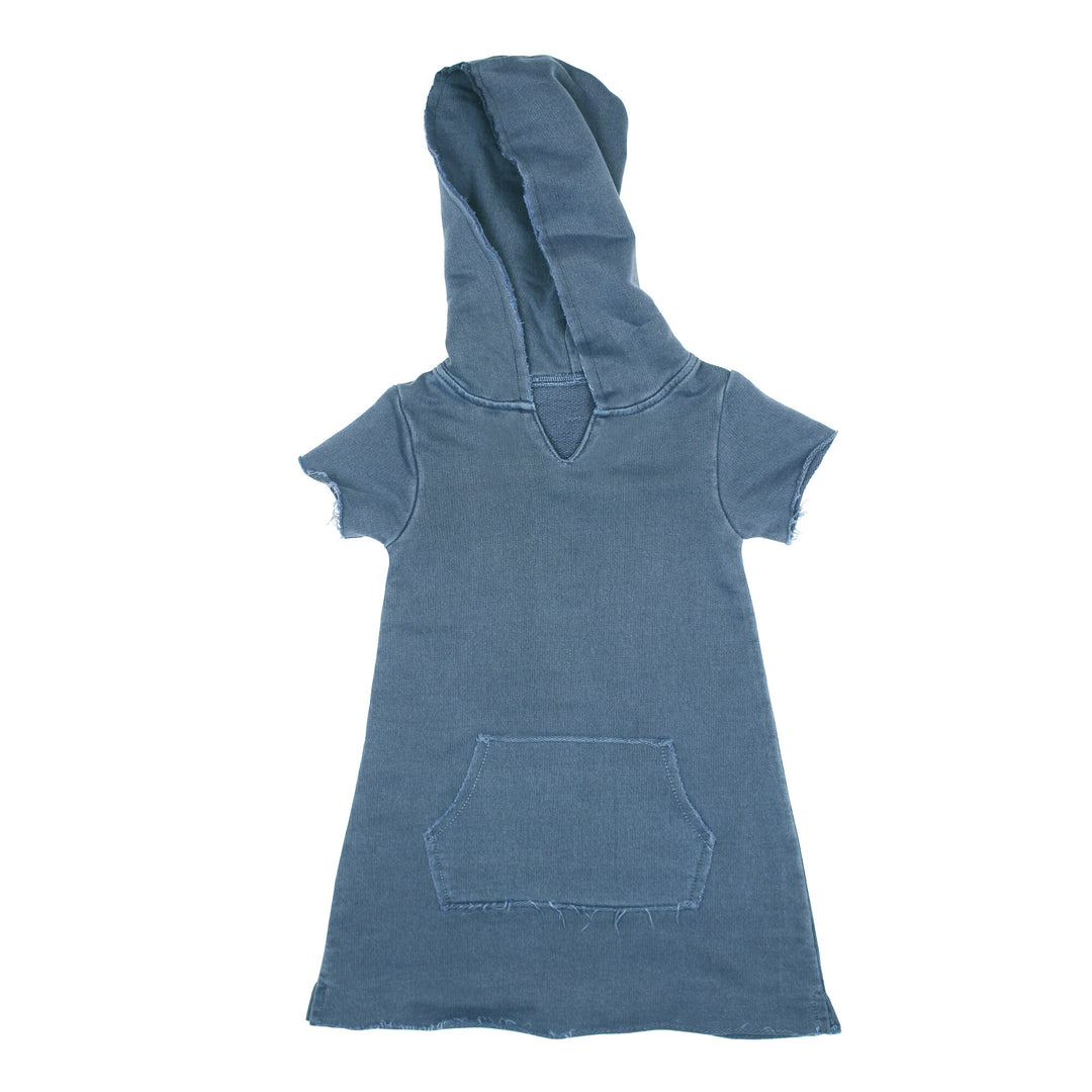Kids' French Terry Hoodie Dress in Sky.