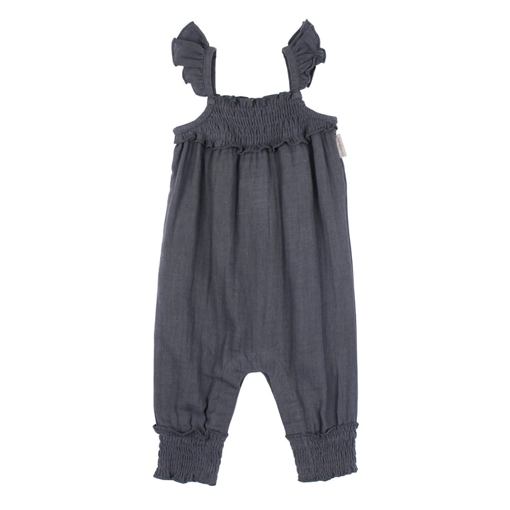 Kid's Organic Muslin Sleeveless Romper in Dusk.