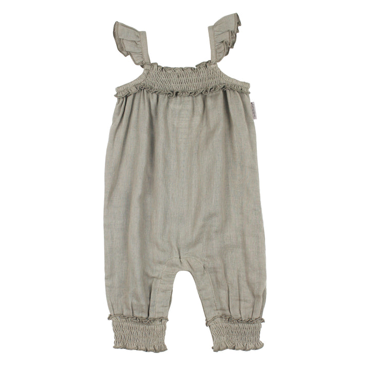 Kid's Organic Muslin Sleeveless Romper in Fawn.