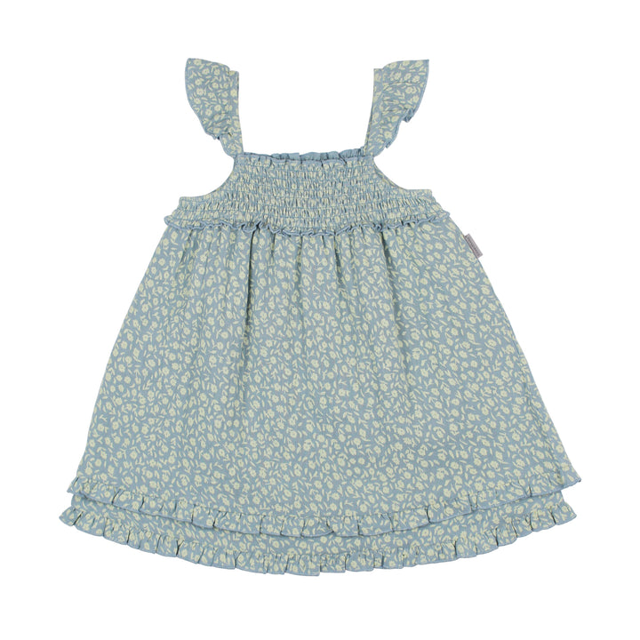 Kids' Printed Muslin Summer Dress in Lagoon Floral.