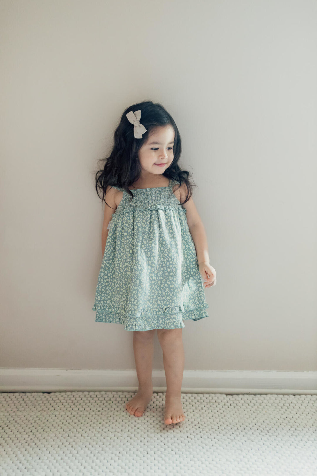Child wearing Kids' Printed Muslin Summer Dress in Sprig Floral.