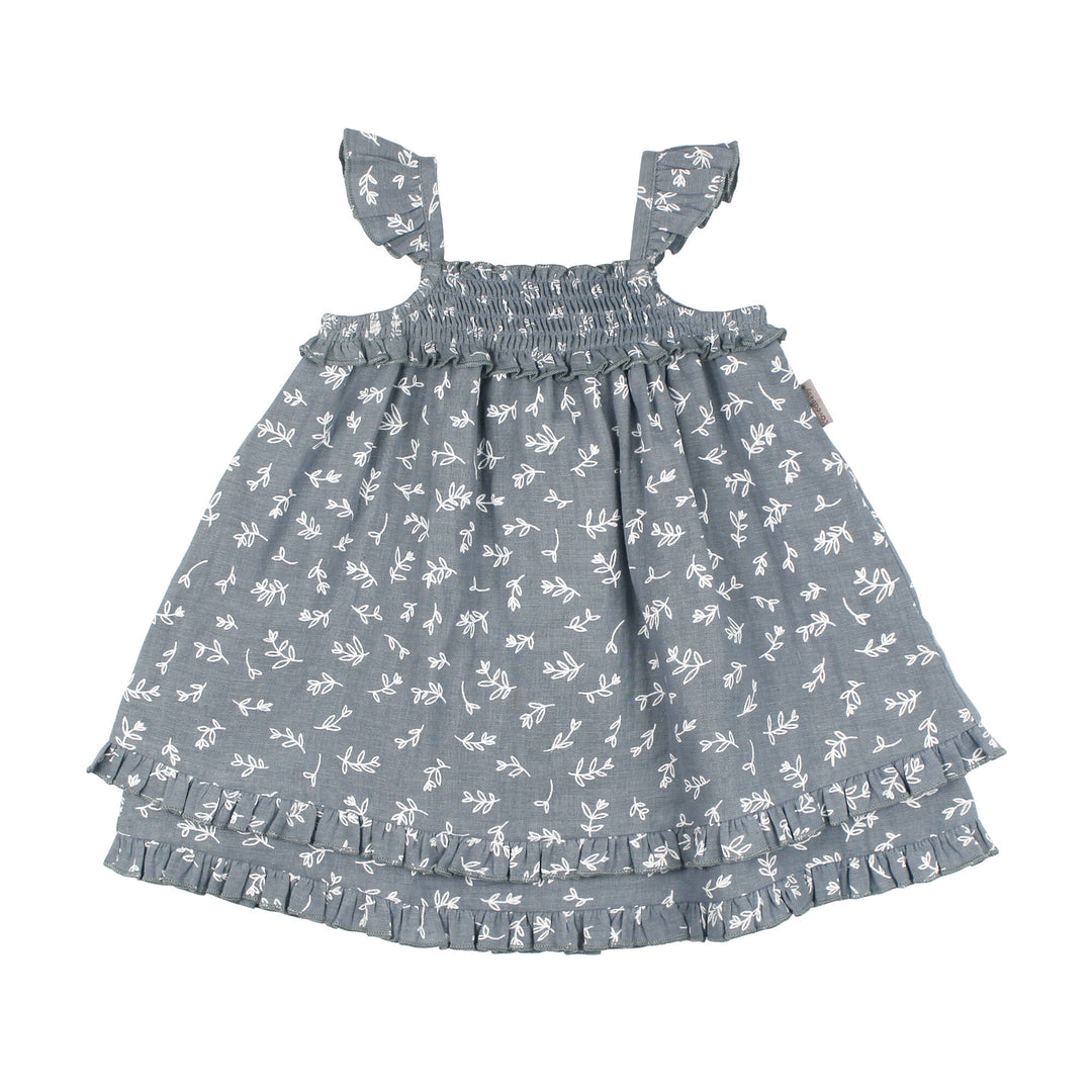 Kids' Organic Muslin Summer Dress in Twilight Leaves.