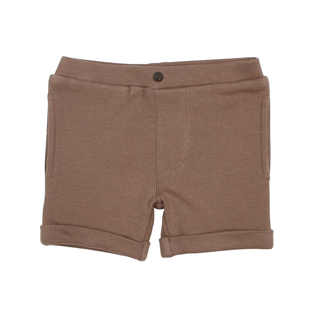 Kids' Cuffed Shorts in Latte, a medium brown color.