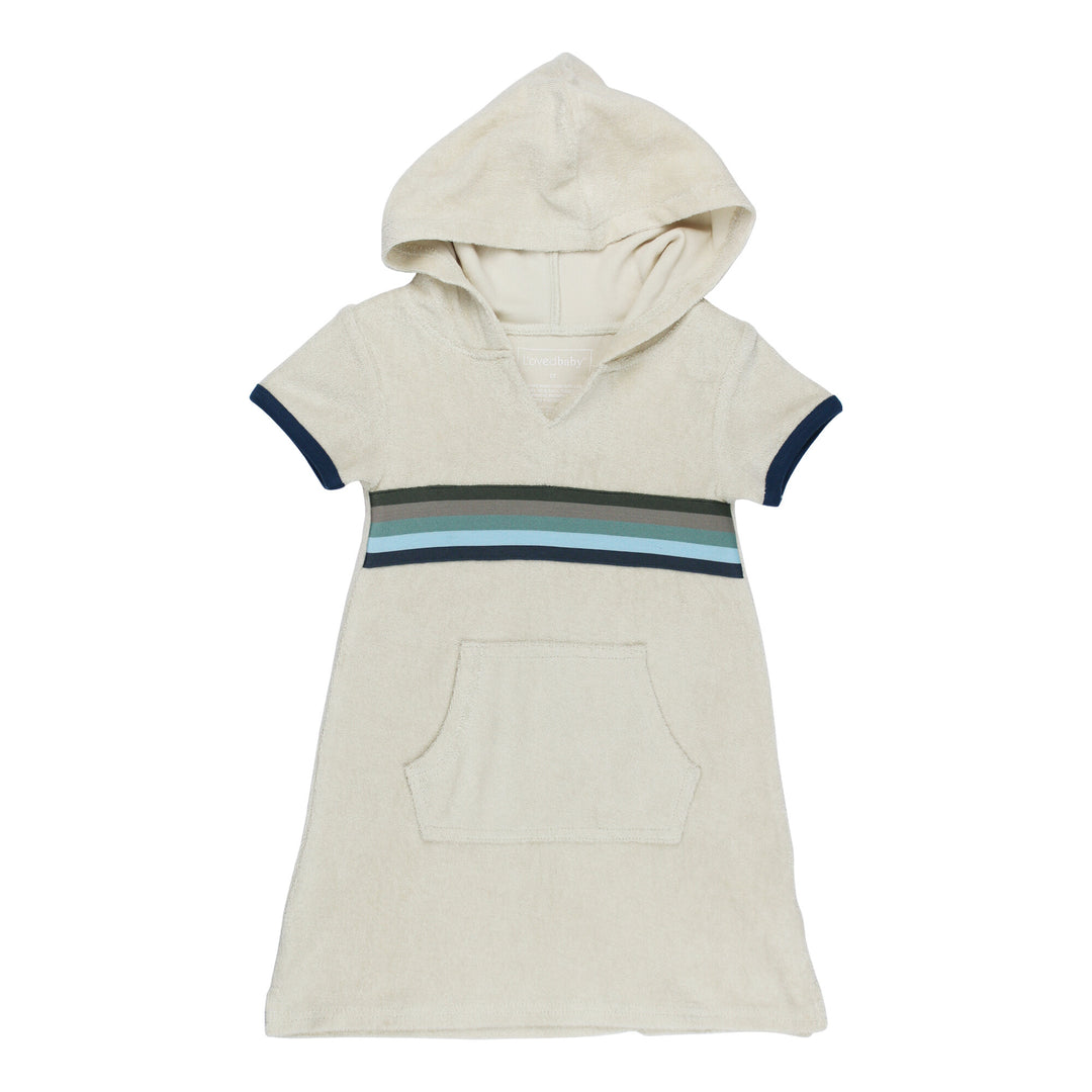 Organic Terry Cloth Cap-Sleeve Hoodie Dress in Blue, 2T Organic Terry Cloth Cap-Sleeve Hoodie Dress in Blue, 2T