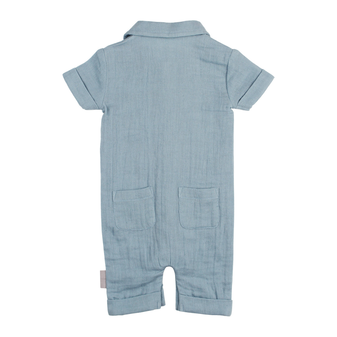 Back view of Muslin S/Sleeve Coverall in Lagoon.