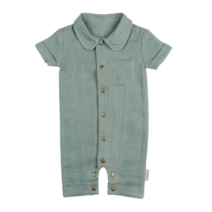 Muslin S/Sleeve Coverall in Sprig.