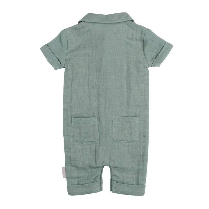 Back view of Muslin S/Sleeve Coverall in Sprig.