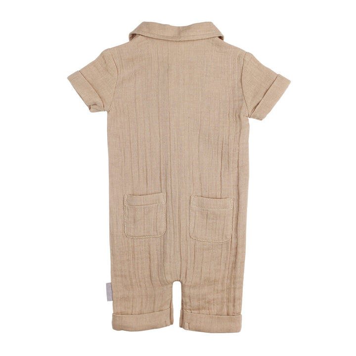 Back view of Muslin S/Sleeve Coverall in Wheat.