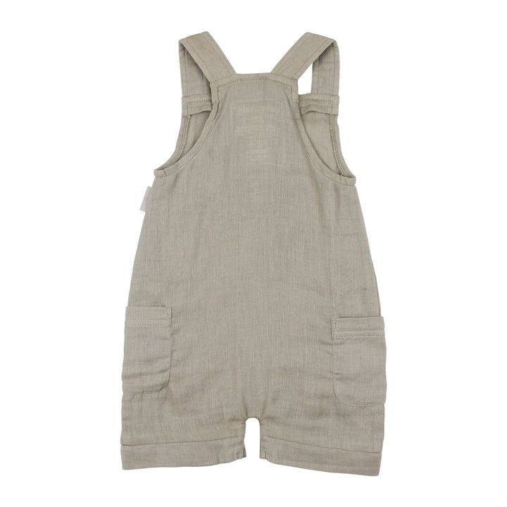 Back view of Organic Cuffed Muslin Overall in Fawn.