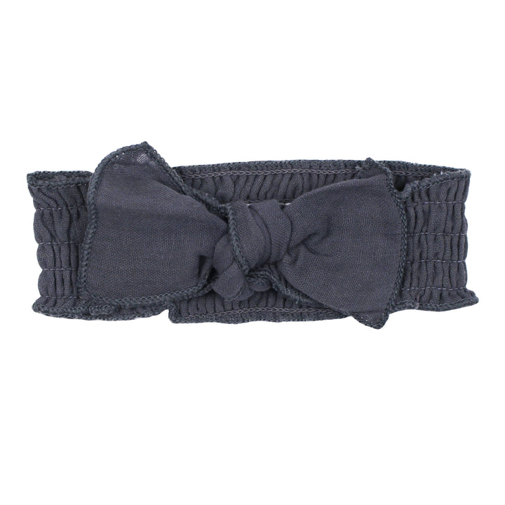 Organic Muslin Smocked Headband in Dusk.