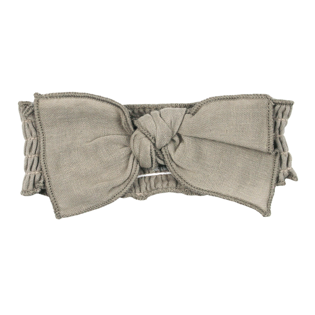 Organic Muslin Smocked Headband in Fawn.