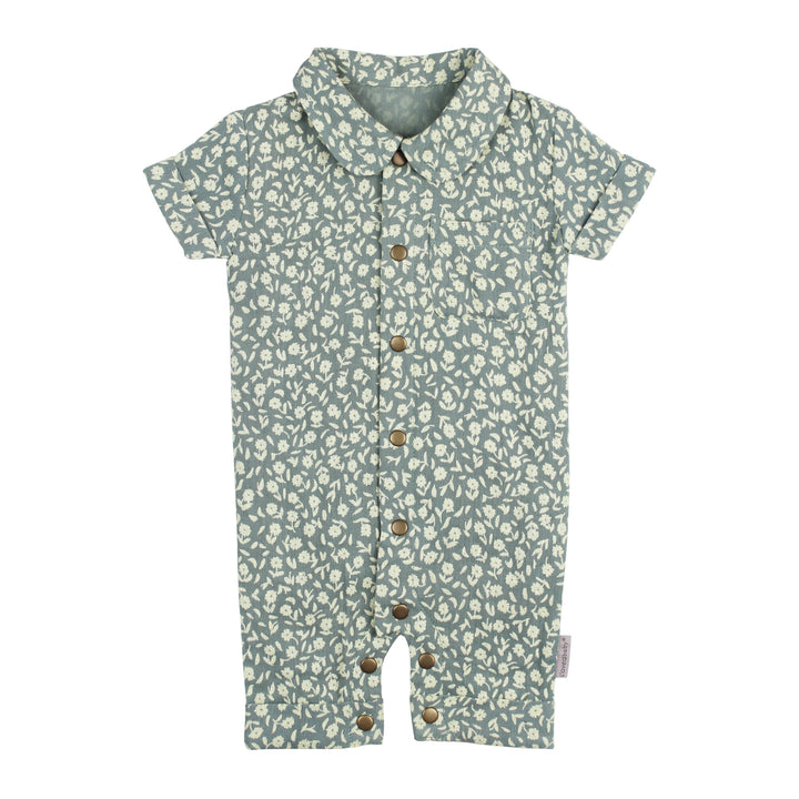 Printed Muslin S/Sleeve Coverall in Sprig Floral.