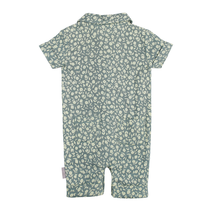 Back view of Printed Muslin S/Sleeve Coverall in Sprig Floral.
