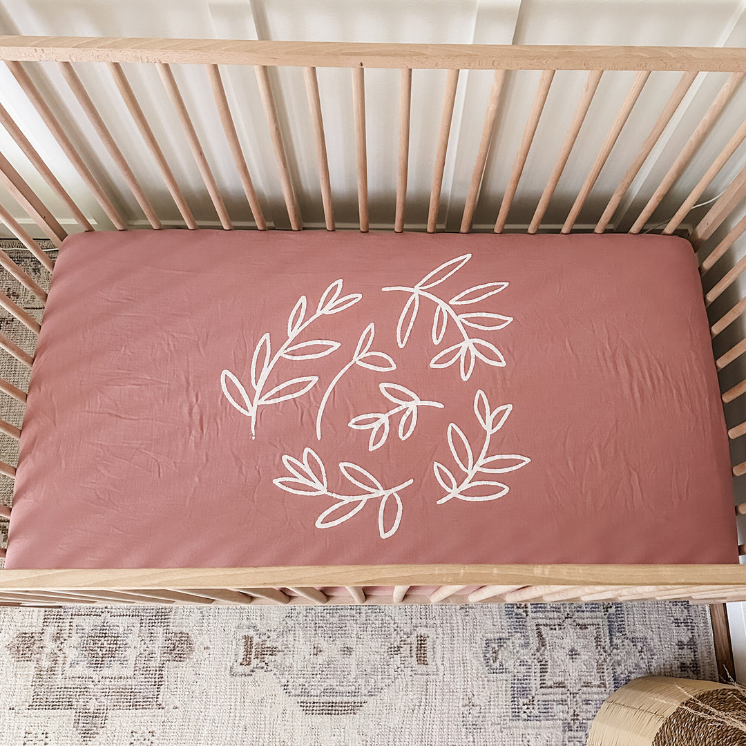 Organic Muslin Crib Sheet 2-Pack in Desert Rose.