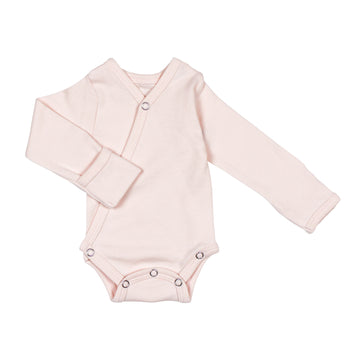 Organic Kimono Bodysuit in Blush, a pale pink color.
