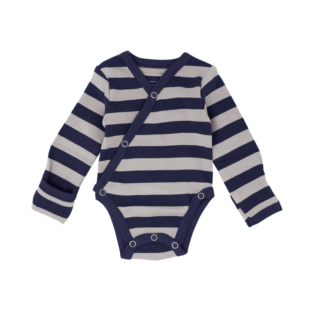 Navy Light Stripe Organic Kimono Bodysuit