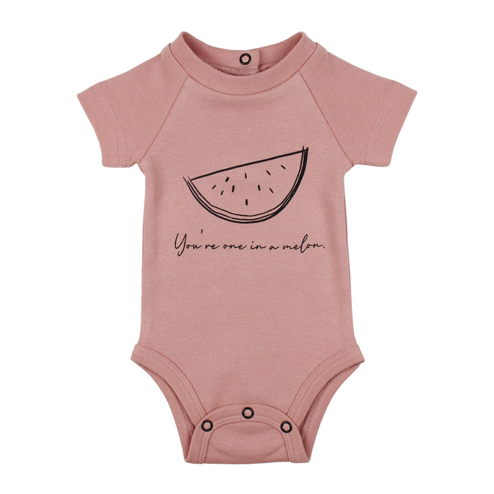 Raglan Bodysuit in Mauve Watermelon.