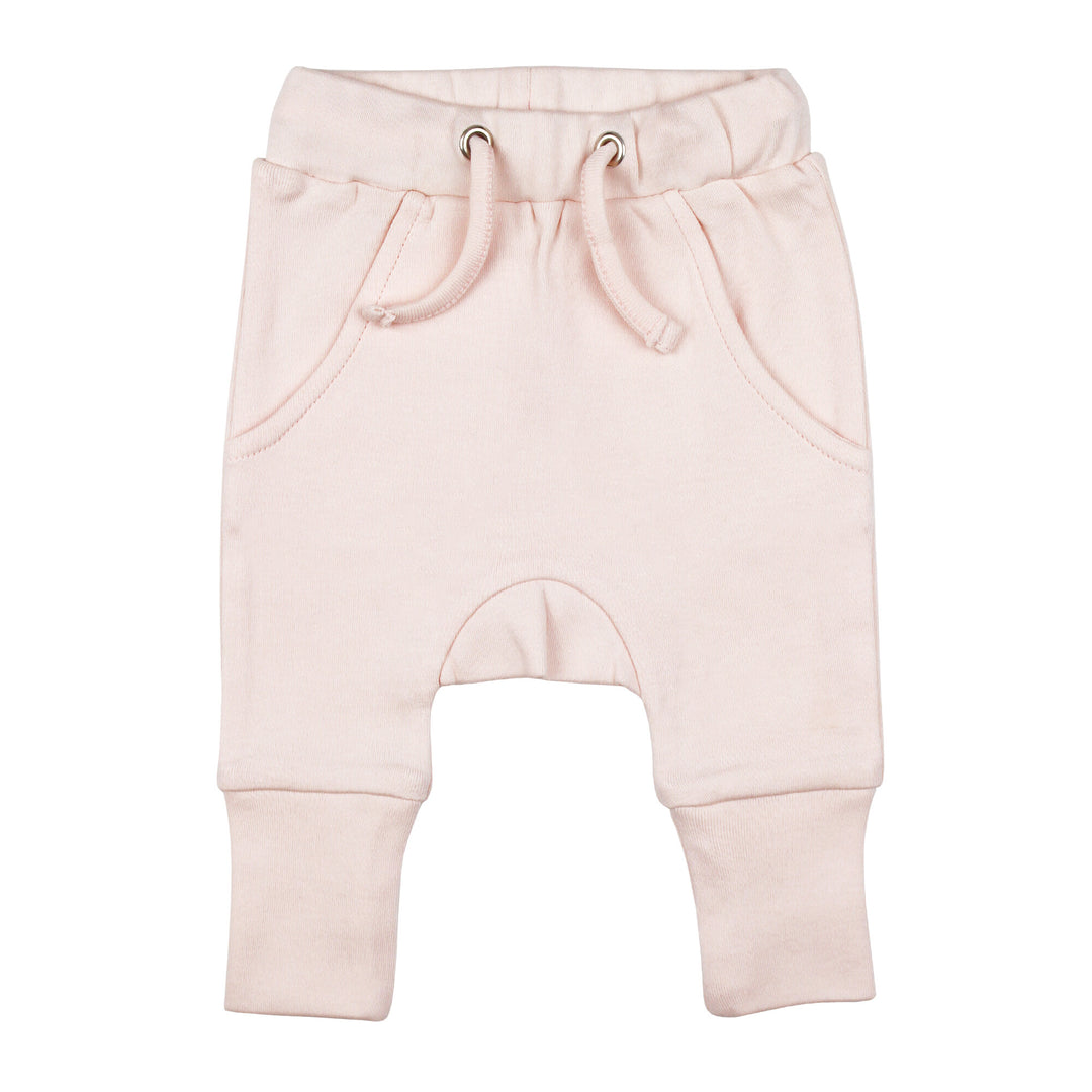 Harem Joggers in Blush, a pale pink color.