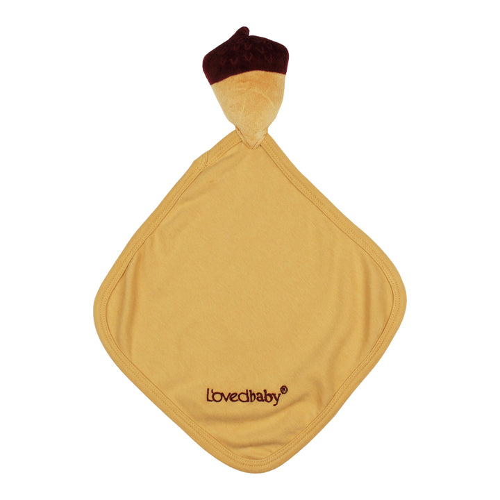 Organic Cotton Lovey in Honey, a mustard yellow color.
