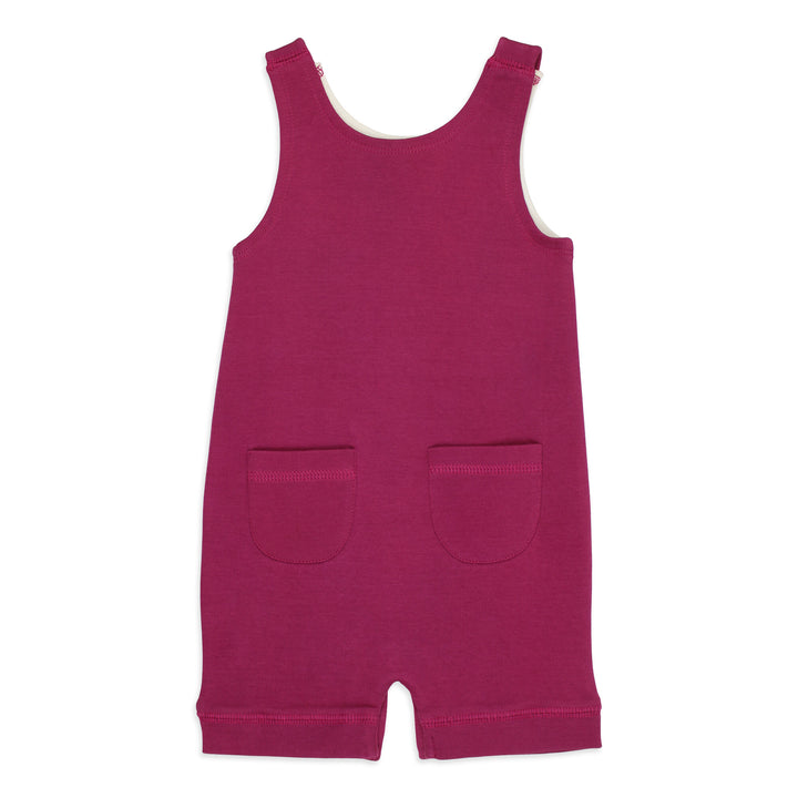 Back view of Organic Sleeveless Romper in Watch Me Grow.