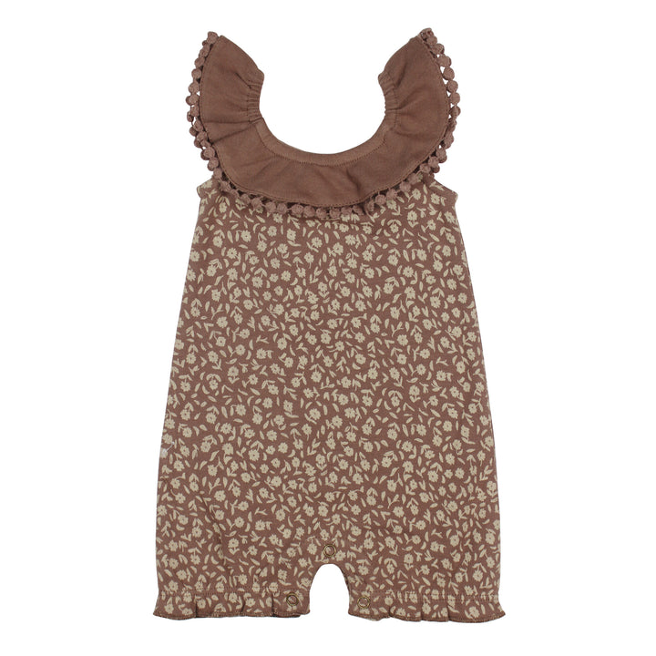 Printed Bubble Romper in Latte Floral.