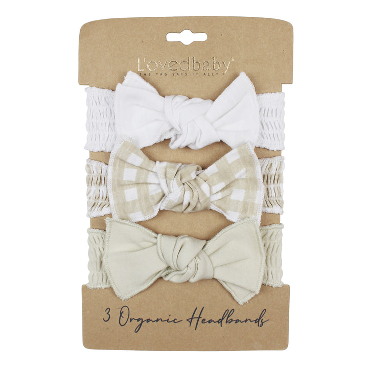 Smocked Headband 3-Pack in Stone, an off white color.