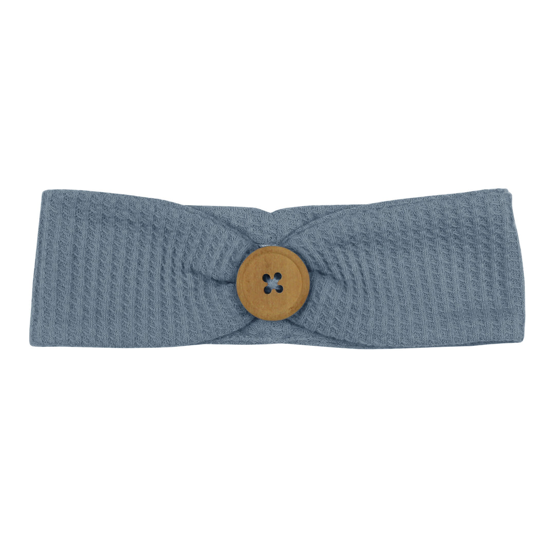 Organic Pique Button Headband in Pool, an ocean blue color.