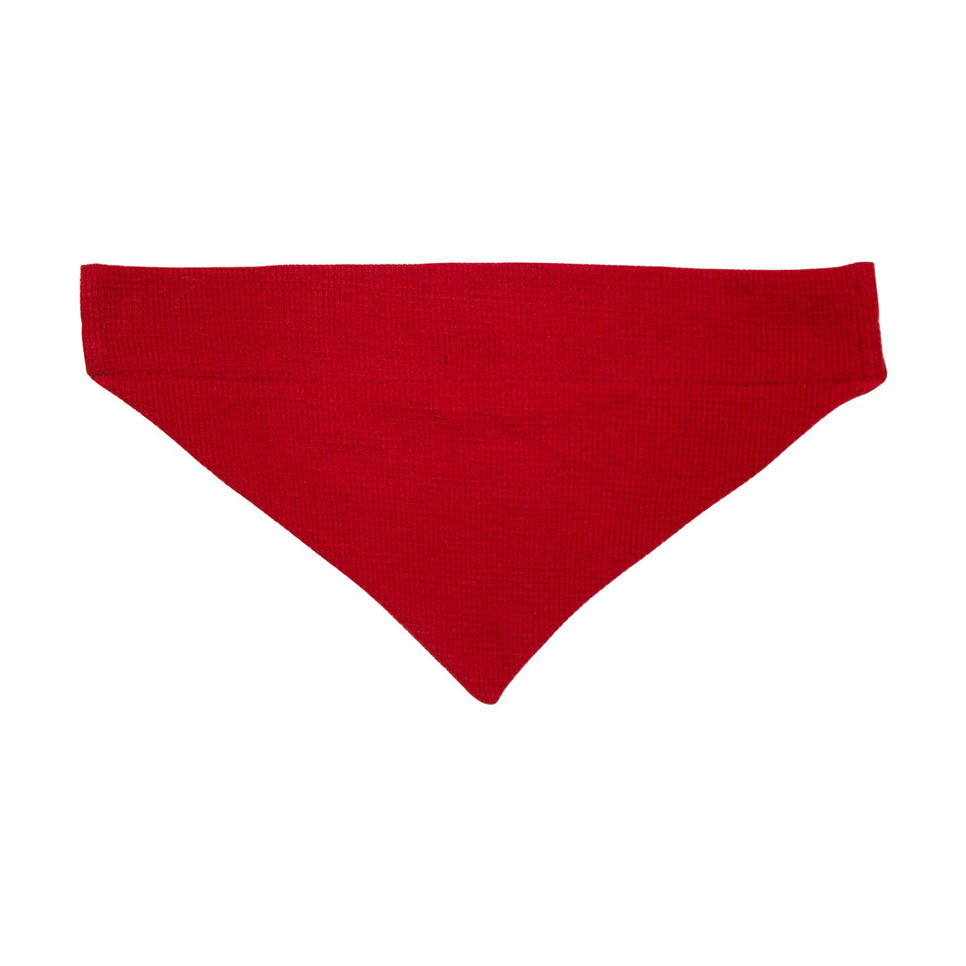 Organic Thermal Pet Bandana in Cherry, a bright red color.