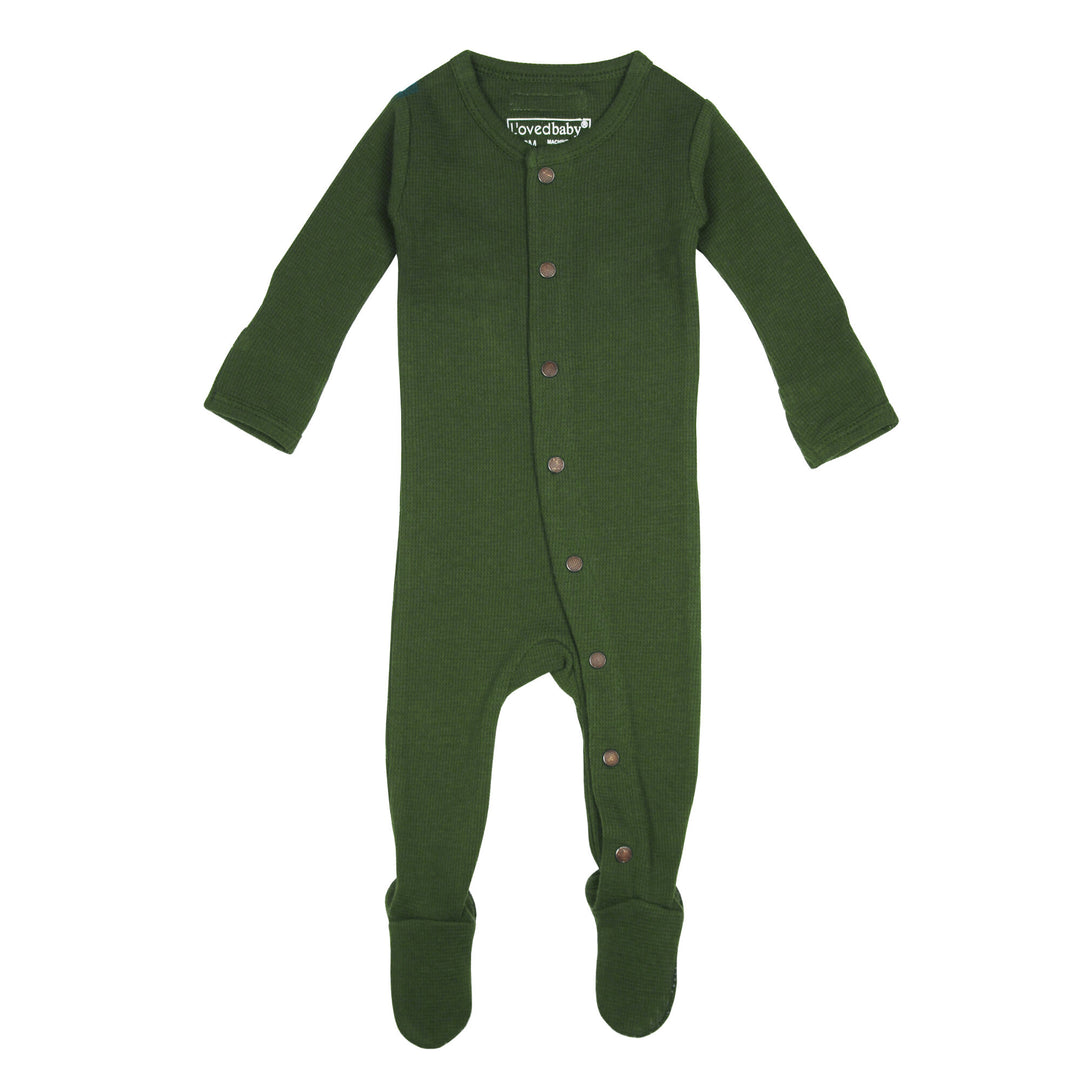 Organic Thermal Footie in Forest, a deep green color.