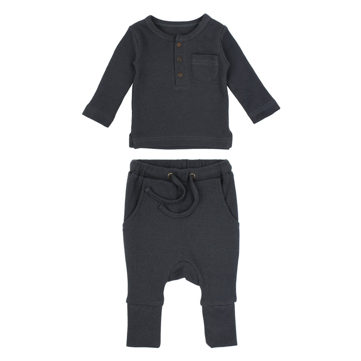 Thermal Henley & Jogger Set in Coal.