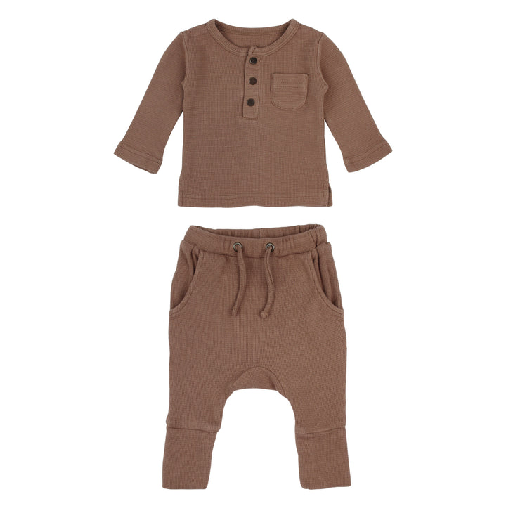 Thermal Henley & Jogger Set in Cocoa.
