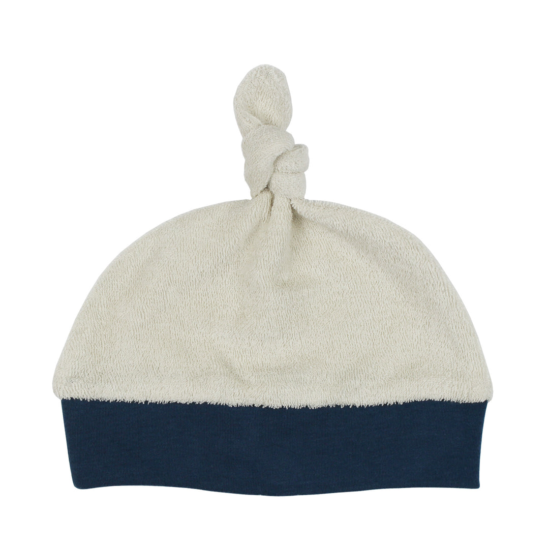 Organic Terry Cloth Banded Top-Knot Hat in Abyss.