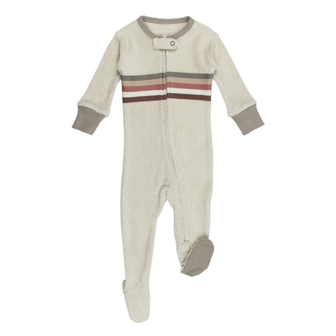 Organic Terry Cloth 2-Way Zipper Footie in Neutrals.