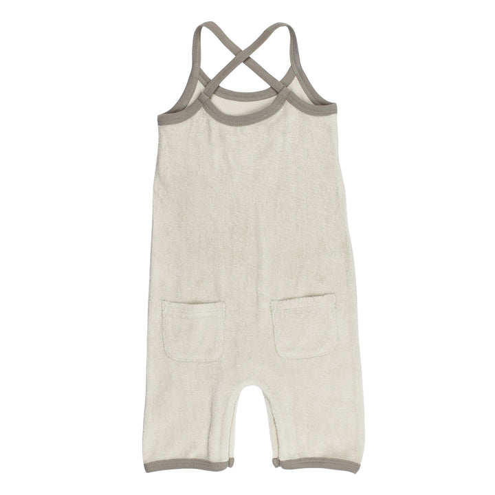 Back view of Organic Terry Cloth Overall in Neutrals.